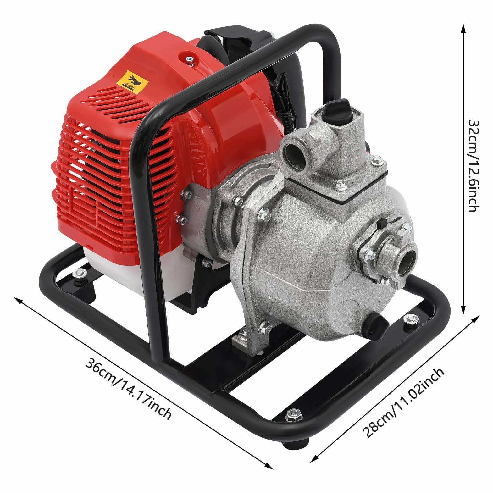 Bomba de agua de gasolina, motor de 40.2 cc, bomba de jardín, 1,25 kW, altura de extracción de 35 m, conexión de 38 mm (1,5 pulgadas), bomba de jardín con motor de 2 tiempos