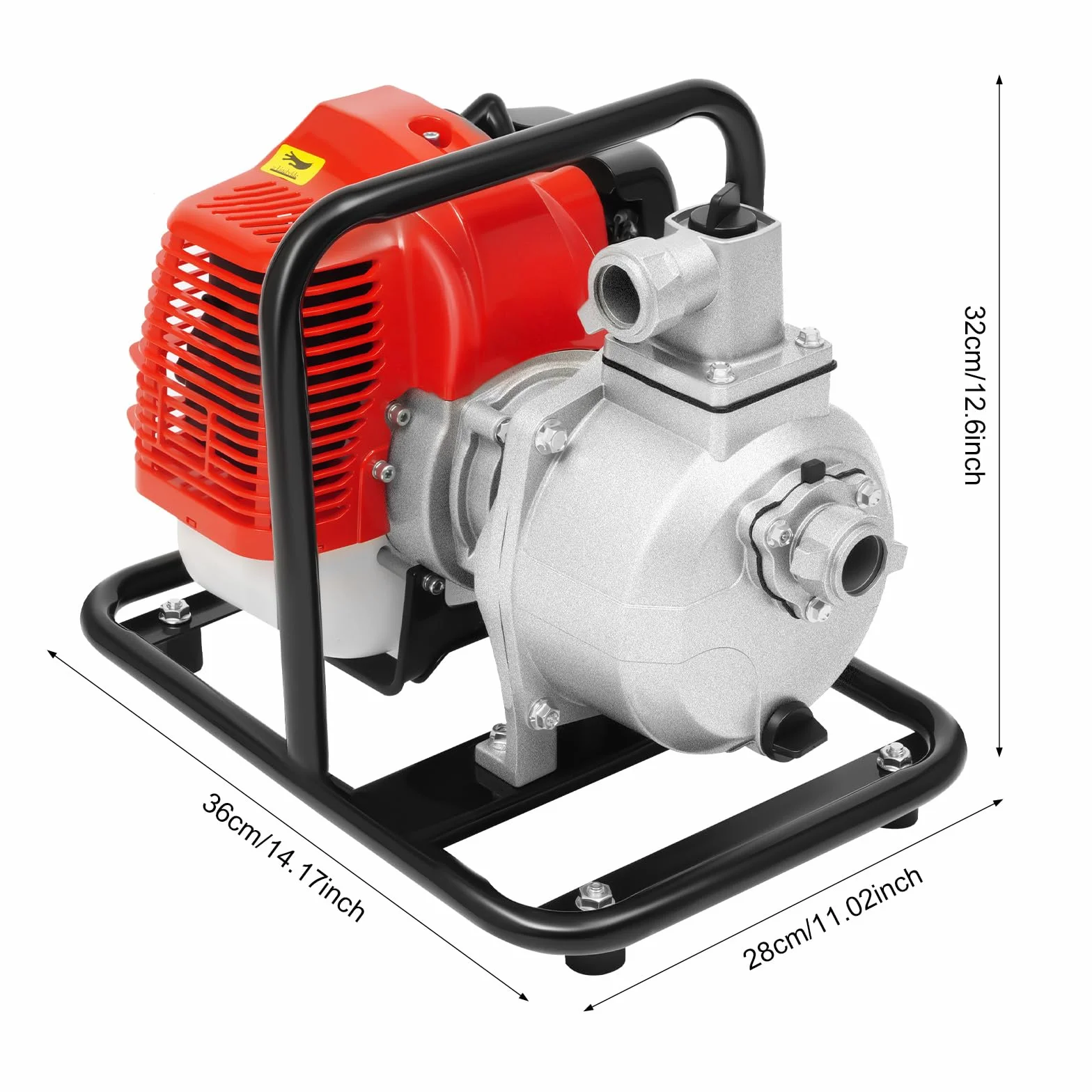 Bomba de agua de gasolina de 1 pulgada, motor de 2 tiempos de 43 cc, bomba de jardín autocebante de 1,7 CV, altura máxima de extracción de 30 m, 8100 l/h, ideal para agua sucia, estanque, piscina