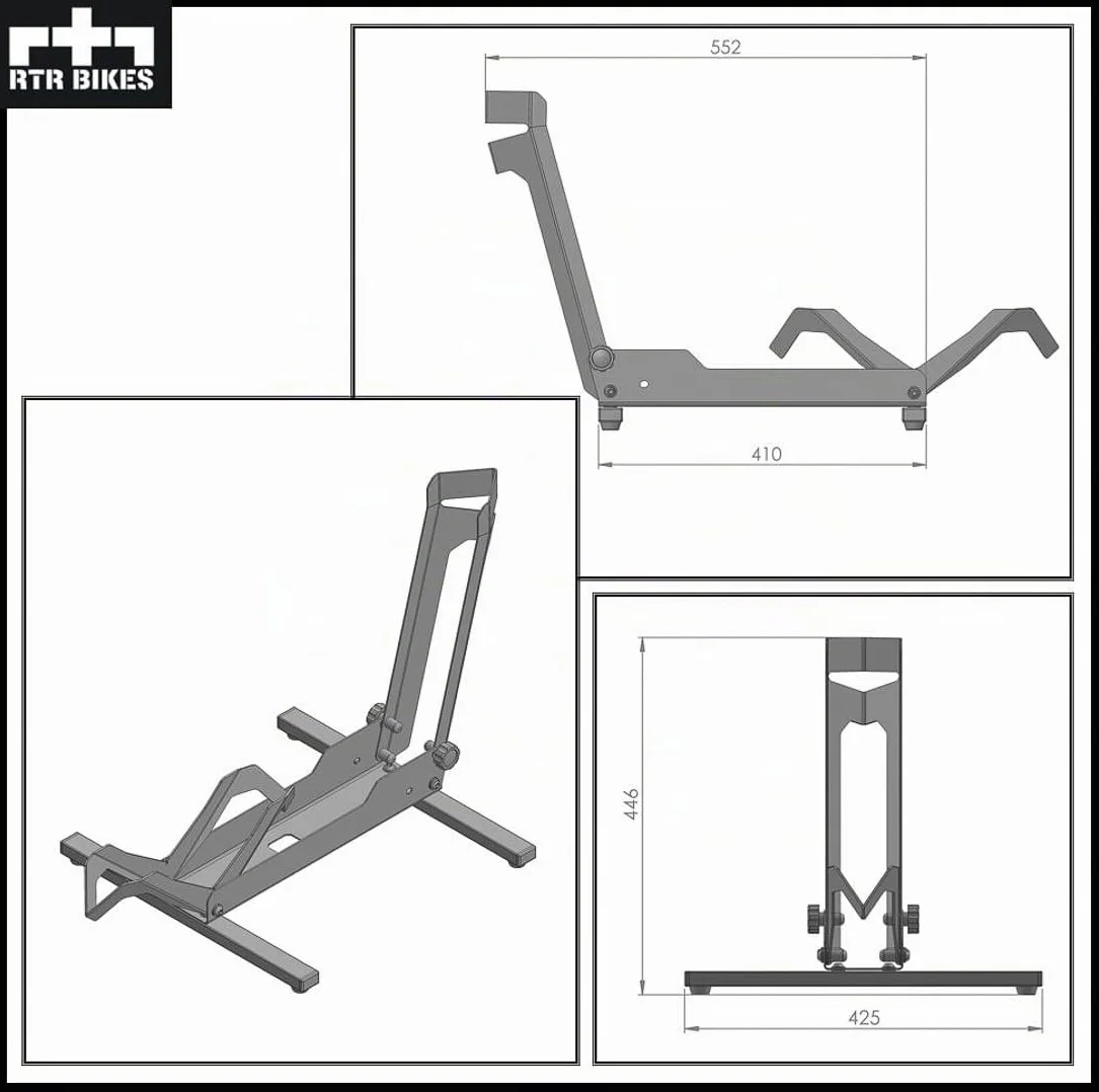 RTR BIKES Brutus Soporte Bicicleta Suelo Profesional – Base Robusta para E-Bike y MTB hasta 30kg – Acero Estable – Compatible Ruedas 26-29" y Neumáticos 2,8" – Made in EU