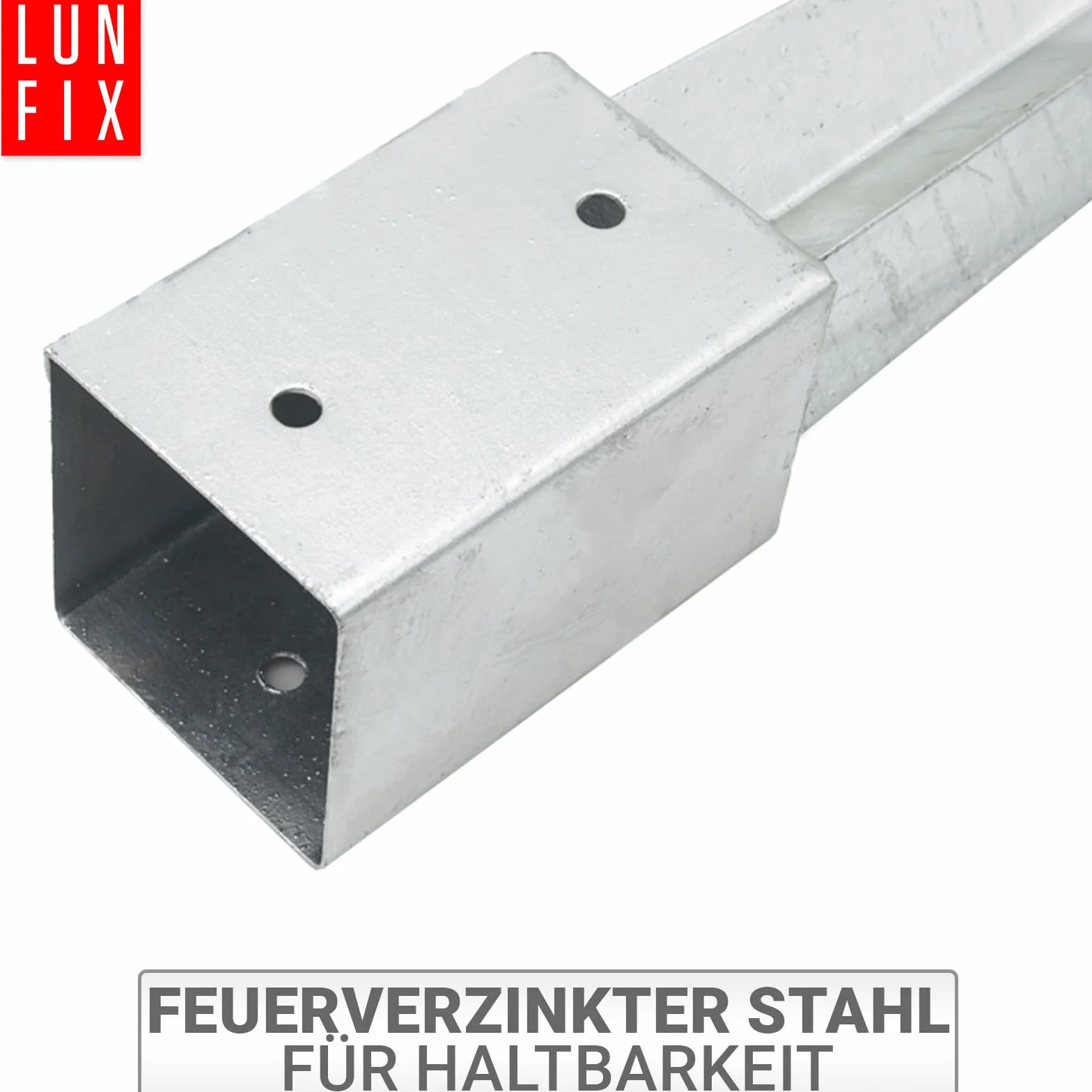 Soporte de Poste para Madera 100x100 mm, Acero Galvanizado, Punta de Anclaje 750mm, Espesor 1.8 mm, Base Metálica para Valla