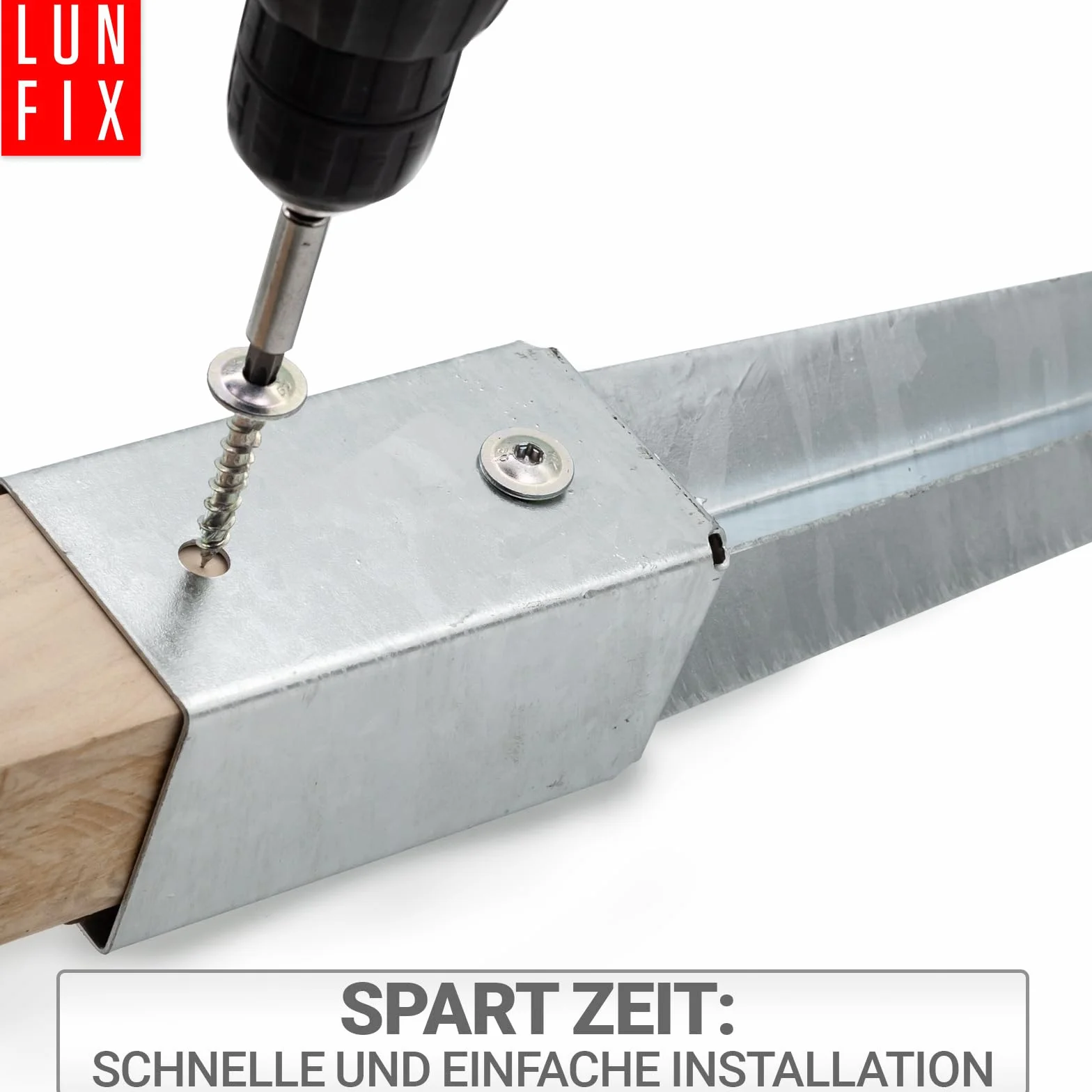 Soporte de Poste para Madera 100x100 mm, Acero Galvanizado, Punta de Anclaje 750mm, Espesor 1.8 mm, Base Metálica para Valla